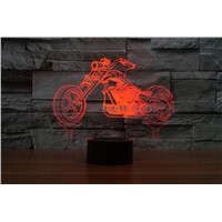 Cool Motorcycle Acrylic 3D Night Light LED Stereo Vision Lamp 7 Colors Changing  Bedroom Bedside Night light Baby As Gifts