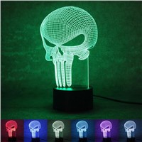 3D LED Color Changing Punisher Skull Bulbing Night Light Decor Acrylic Veilleuse