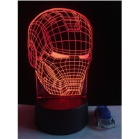 New Marvel Avengers Lamp 3D Art Iron Man Mask Night Light Superhero illusion Mood Lampe for Kids Friends Dad Creative Toy Gift