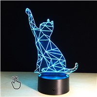 3D LED Beckoning Cat Night Light Hologram Illusion Totem Cat Table lamp Decorative Kids Gift Fantasy Abstraction Desk Lamps