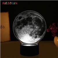 Novelty 3D Moon Lights LED Baby Lights  Romantic  Atmosphere 3D Night Lamp 7 Colors 3D Decorative Lamp as Christmas Gift
