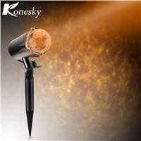 Konesky Waterproof Rotating Projector Lamps LED Stage Light Orange Flame Crystal Ball Light Christmas Home/Outdoor Decorations