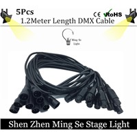 Freel Shipping 5pcs/lot 1.2 Meters length 3-pin signal connection DMX cable for stage light, stage light accessories