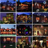 Christmas Halloween Decoration Projector Light 12 Patterns Outdoor Garden Waterproof Lawn snowflake Landscape lamp Holiday Party