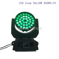 2 PCS LED Moving Head Wash Light LED Zoom Wash 36x18W RGBWA+UV Color DMX Stage Moving Heads Wash Touch Screen