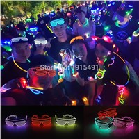 New style 10 colors  popular  LED glasses decoration sound active glowing EL shutter Glasses with 3V inverter for stage design