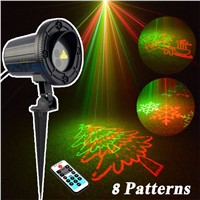 Outdoor Lights Laser Projector Christmas Decorations for a Holiday Motion Snowflake Double Color 8 Pattern Waterproof With timer