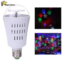 E27 4W LED Projection Rotating Stage Bulb White/RGB Snowflake Projector Christmas Light for Disco Party Stage Lamp