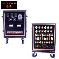 Gigertop 13U Stage Light Power Supply Box Flight Case with Double Side Door 3 Phrase Current Voltage LED Display 400A Power IN