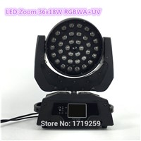 4 pcs/lot LED Moving Head Wash Light LED Zoom Wash 36x18W RGBWA+UV Color DMX Stage Moving Heads Wash Touch Screen