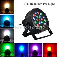 DHL Free 6PCS/LOT 18 Led Stage Light High Power RGB Par Light With DMX512 Master Slave Led Flat DJ Equipments Controller