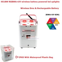 With IR Remote 4X18W RGBWA-UV 6IN1 Battery Wireless Led Par Light High Power 80W LED Lights For Professional Lighting Equipments