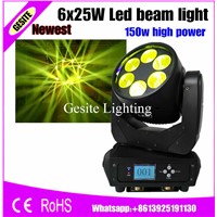 4pcs/lot LED Beam Moving Head Stage Light 6x25W RGBW Mobil head light Quad LEDs Movings
