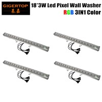 Freeshipping 4 Pack 18x3W RGB 3IN1 Pixel Led Wall Washer Light Open Close Door Effect Stage Bar Light Pixel LED Strip LCD Screen