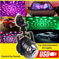 Outdoor Car Entertainment DJ Lights LED Mini Magic Crystal Ball USB Vehicle Charging Stage Lamps RGB Rotating Dance Party Light