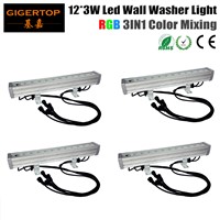 TIPTOP 4XLOT DMX Control 50W RGB LED Flood Lights 12 x 3W 3IN1 Color Changing Ourdoor LED Bar Light Waterproof LED Floodlight