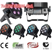 7x12W LED Flat SlimPar Quad Light 4in1 LED DJ dmx light Wash Light Stage Uplighting No Noise dmx dj light  8pcs/lot