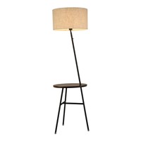 Modern Wood Table Floor Lamp 6W E27 LED Bulb Living Room Bedroom Study Standing Lamps Black metal body oak walnut color table
