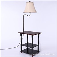 Modern Simple Chinese Iron Wood Led E27 Floor Lamp With Tea Table Shelf For Living Room Sofa Bedroom Deco Ac 80-265v 1008