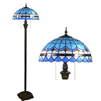 16inch Tiffany blue Mediterranean  Stained Glass floor lamp E27 110-240V for Home Parlor Dining bed Room standing lamp
