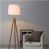 Modern Nordic Wooden Floor Lamps Wood Fabric Lampshade Tripod Floor Lamps For Living Room Bedroom Indoor Home Lighting Fixture