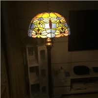 FUMAT Blue Baroque Stained glass Floor Lights For Living Room Hotel Bedside Light Warm European Style Glass Shade LED Floor Lamp