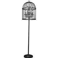 American retro crystal black color wrought iron cage floor lamp living room dining room standing lamp