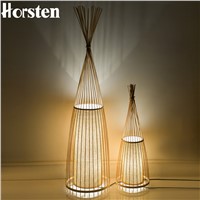 Japanese Style Creative Wooden Bamboo Floor Lamps Art Decoration Stand Light Living Room Bedroom Bedside Floor Lights H91cm E27