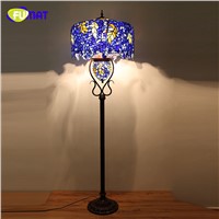 FUMAT European Style Quality Stained Glass Floor Lights Living Room Hotel Office Stand Wisteria Glass shade LED Floor Lamps