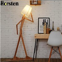 Japanese Style Creative DIY Wooden Floor Lamps Nordic Wood Fabric Stand Light For Living Room Bedroom Study Art Deco Lighting