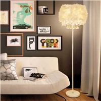 Modern Romantic White Feather Crystal Led E27 Dimmiable Floor Lamp Remote Control For Wedding Deco Living Room Bedroom 1055