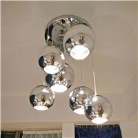 GZMJ Wonderland Modern Copper Glass Ball Pendant Lights Shade Mirror Luminaire Christmas Home Design LED E27 Pendant Lamp Light