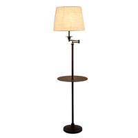 Modern Minimalist LED floor light with table muti-function black metal body fabric Standing Lamp Living room Reading Lighting