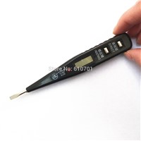 Black Handle 12V-250V AC DC LCD Voltage Detector Electric Pen Tester Electroprobe Slotted Screwdriver Built-In Indicator Light