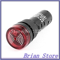 AD16-16SM 16mm Red LED Indicator Flashlight Fault Signal Flash Buzzer AC/DC 24V