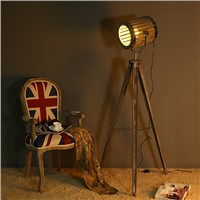 Solid Wood Lampstand Vat Searchlight Floor Lamp Nordic American Vintage Floor Light