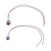 YAM Stainless Steel 15mA 6mm 1/4&amp;amp;quot; DC 24V LED Metal Indicator Pilot Custom Dash Light Lamp with Wire Red/Blue LED Color