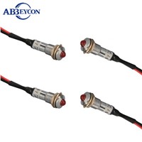 ABBEYCON metal pilot light 12v/24V/220V 8mm LED 12v voltage indicator with wire leading pilot lamp 100pcs/lot