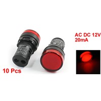 10 Pcs Ac 12V 20Ma 22Mm Panel Mounting Red Round Signal Plastic Shell Industrial Electronic Circuit Led Pilot Lamps