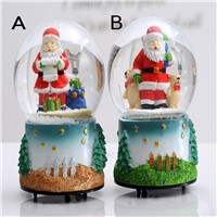 Factory directly supply Santa Crystal Ball Music Box Creative resin crystal small gifts Christmas decorations for home