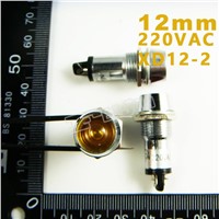 12mm 220VAC Yellow Signal led Lndicator lights Yellow Pilot lamp XD12-2-220V 10PCS/Lot