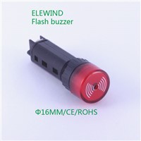 ELEWIND 16mm  RED Signal lamp with buzzer 12V (AD16-16SM/R/12V)