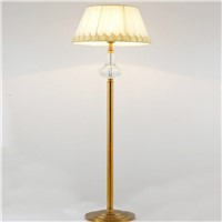 Modern Brief Europe Gold Iron K9 Crystal Fabric Led Floor Lamp For Living Room Study H 175cm Ac 80-265v 1767