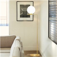 Simple post Modern Floor Light glass lampshade Dia.30cm large size 185cm chorme plating body Creative Nightstand lamp E27 bulb