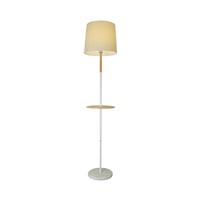 High Quality Modern Nordic White Iron Oak Wood Led E27 Floor Lamp With Tea Table For Bedroom Living Room Deco Light 1993