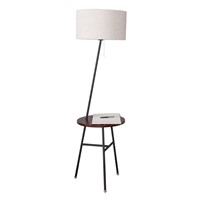 Simple Modern Nordic Creative Solid Wood Iron Fabric Led E27 Floor Lamp With Tray Tea Table For Bedroom Living Room H 158cm 1064
