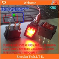 50pcs LED light OFF/ON 3Pin Boat Car Rocker Switch 12V Voltage with red right.(please note:items mark 250V,but use for 12V)