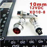 10mm 12VDC Signal led Lndicator lights Red Pilot lamp XD10-8-12V Red  10PCS/Lot