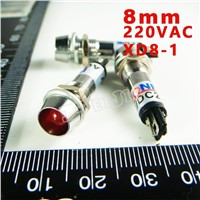 8mm 220VAC Red Signal led Lndicator lights Red Pilot lamp XD8-1-220V 10PCS/Lot