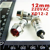 12mm 220VAC Red Signal led Lndicator lights Red Pilot lamp XD12-2-220V 10PCS/Lot